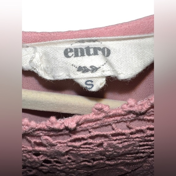 Entro Dusty Pink Lace Crochet Tank Top Sleeveless Boho Chic Women’s Size Small - Picture 7 of 9